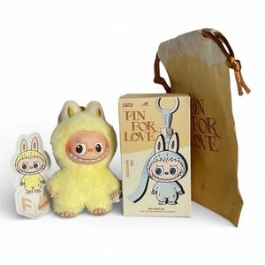 POP MART THE MONSTERS Pin for Love Series - Vinyl Plush Pendant - F (yellow)